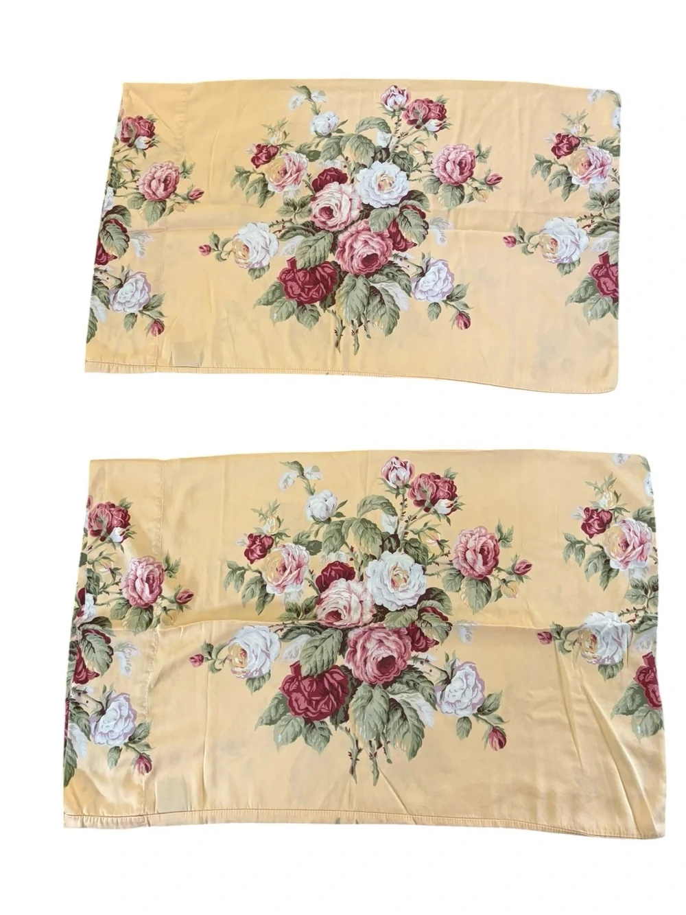 VTG Ralph Lauren Home Set Cotton Standard Pillowcases KATHLEEN Floral  Gold/Rose